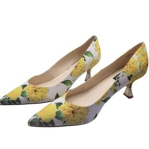 Nine West Ariella Pumps Yellow Rose Gold Heel Point Toe Sz 8.5